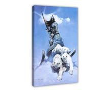 WCYB The Silver Warrior 1972 by Frank Frazetta Illustration Prints Posters Canvas Deco Paintings Wall Art For Office Frame 12" L X 18" W