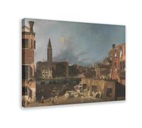 WCYB The Stonemason's Yard by Canaletto Prints Posters Canvas Deco Paintings Wall Art For Office Frame 16" L X 24" W