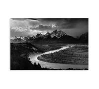 WCYB The Tetons And The Snake River by Ansel Adams Prints Posters Canvas Deco Paintings Wall Art For Office Living Room Unframe 24" L X 36" W