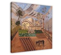 WCYB The Vegetable Garden with Donkey by Joan Miro Prints Posters Canvas Deco Paintings Wall Art For Office Living Room Frame 16" L X 16" W