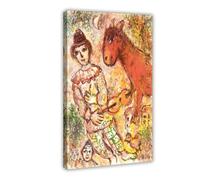 WCYB The Violinist Clown And Red Lane by Marc Chagall Posters Prints Canvas Deco Paintings Wall Art Frame 24" L X 36" W