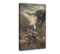 WCYB The Witch's Pool by Arthur Rackham Prints Posters Canvas Deco Paintings Wall Art For Office Living Room Frame 24" L X 36" W