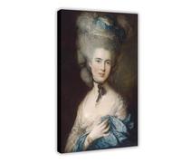 WCYB Thomas Gainsborough - A Woman in Blue Posters Prints Canvas Deco Paintings Wall Art Frame 24" L X 36" W