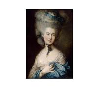 WCYB Thomas Gainsborough - A Woman in Blue Posters Prints Canvas Deco Paintings Wall Art Unframe 16" L X 24" W