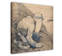 WCYB Troll Hiding behind Cliffs by John Bauer Posters Prints Canvas Deco Paintings Wall Art Frame 20" L X 20" W