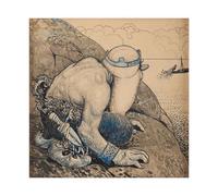 WCYB Troll Hiding behind Cliffs by John Bauer Prints Posters Canvas Deco Paintings Wall Art For Office Unframe 20" L X 20" W