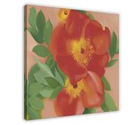 WCYB Two Austrian Copper Roses III by Georgia O'Keeffe Prints Posters Canvas Deco Paintings Wall Art For Office Living Room Frame 16" L X 16" W
