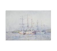 WCYB Two French Barques at Their Anchorage in Carrick Roads by Henry Scott Tuke Prints Posters Canvas Deco Paintings Wall Art For Office Unframe 16" L X 24"