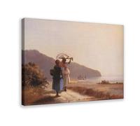WCYB Two Woman Chatting by The Sea, St. Thomas by Camille Pissarro Posters Prints Canvas Deco Paintings Wall Art Frame 24" L X 36" W