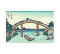 WCYB Under Mannen Bridge at Fukagawa by Katsushika Hokusai Ukiyo-e Prints Posters Canvas Deco Paintings Wall Art For Office Living Room Unframe 12" L X 18" W