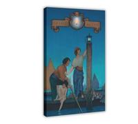 WCYB Venetian Lamplighter by Maxfield Parrish Prints Posters Canvas Deco Paintings Wall Art For Office Living Room Frame 16" L X 24" W