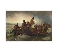 WCYB Washington Crossing The Delaware by Emanuel Leutze Prints Posters Canvas Deco Paintings Wall Art For Office Living Room Unframe 20" L X 30" W