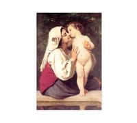 WCYB William Adolphe Bouguereau - The Kiss Prints Posters Canvas Deco Paintings Wall Art For Office Living Room Unframe 20" L X 30" W