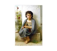 WCYB William Adolphe Bouguereau - The Little Knitter Prints Posters Canvas Deco Paintings Wall Art For Office Unframe 12" L X 18" W