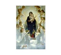 WCYB William Adolphe Bouguereau - The Virgin with Angels Posters Prints Canvas Deco Paintings Wall Art Unframe 16" L X 24" W