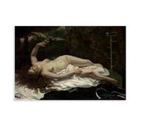 WCYB Woman with A Parrot by Gustave Courbet Realism Symbolism Romanticism Prints Posters Canvas Deco Paintings Wall Art For Office Living Room Unframe 20" L