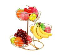 Wcybym 3-Tier Iron Fruit Basket, with Banana Hanger Stand, Vegetable Storage Basket, Fruit Bowls, Multi-Layer Desogn, for Produce Snacks Bread