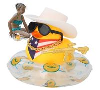 Wcybym Car Decoration Dashboard | Cowboy Accessories for Dashboard | Squeaky Bath Toy Yellow Car Ornament with Mini Sun Hat Swim Ring Necklace and Sunglasses