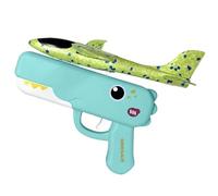 Wcybym Cute Dinosaur Airplane Launcher Toy, with Aerodynamic Design, Green/Pink/Blue, Foam Glider Plane, Outdoor Flying Catapult Toy, Colorful Patterns, For Kids