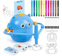 Wcybym Kids Drawing Robot, with Interactive Learning Cards, Blue, Pink, Educational Arts & Crafts Toy, Creative Drawing Robot, Easy-To-Use, for Home, Classroom or Family Activities