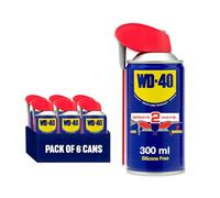 WD-40 Multi-Use Lubricant & Penetrant Spray, Dual Spray Modes, 6 x 300ml