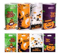WD&CD 100 PCS Halloween Treat Candy Bags, Trick or Treating Goodie Bags for Halloween Party Gift Handheld Candy Bags for Snack Party Favors Popcorn Classroon Favors Prizes