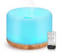 WD&CD 1000ML Essential Oil Diffuser, Ultrasonic Aromatherapy Diffuser with 7 Color Lights, Quiet Humidifier Auto-Off Adjustable Mist Mode 3 Timer Setting for Home Office Spa, Light Wood Grain