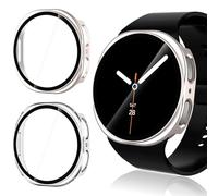 WD&CD 2 Pack Case Compatible with Samsung Galaxy Watch 8 40mm, Hard PC Case with Tempered Glass Screen Protector Compatible with Samsung Galaxy Watch 8 40mm, Starlight+Transparent