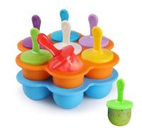 WD&CD 2 Pack of 14 Ice Lolly Moulds Silicone with 18 Plastic Sticks, Mini Ice Moulds Silicon BPA Free Moulds for Freezing Fruit or Yoghurt (Blue and Orange)