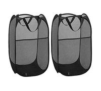 WD&CD 2PCS Laundry Baskets Foldable Pop Up Mesh Washing Laundry Basket Bag Bin Hamper Toy Tidy Storage Organiser Organizer(Black)
