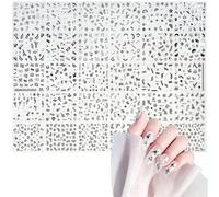 WD&CD 30 Sheets Flower Nail Stickers, Self Adhesive Nail Stickers Colorful Cute Black White Nail Art Stickers DIY Vibrant Nail Sticker Collection for Women Girls Kids Manicure DIY and Nail Salon, C