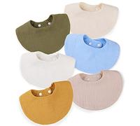 WD&CD 6 Pcs Baby Bibs with 2 Adjustable Button, Soft and Absorbent Baby Drool Bibs for Boys Girls (C)