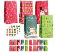 WD&CD Bags, 25 Pcs Chrismas Party Pack with 5 Patterns, Candy Bags Paper Supplies & Sealing Stickers - Perfect for Birthdays, Weddings, Festivals & Chrismas Day