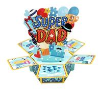 WD&CD Happy Father's Day Card, 3D Pop up Greeting Happy Happy Father's Day Card, Pop Up Congratulation Best Wishes Ideal for SUPER DAD, A
