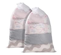 WD&CD Mesh Laundry Bags with Drawstring, 2 Pack Extra Large Heavy Duty Delicates Washing Bag, Machine Washable Storage Bag for Travel Dorm, 30 * 39(76 * 100CM) inch, White