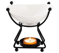 WD&CD Wax Melt Burner Ceramic Essential Oil, Aroma Burners Aromatherapy Holder Candle Home Bedroom Decor Ceramic Tealight Candle Holder, Black