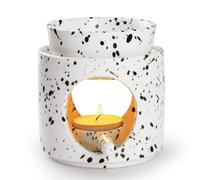 WD&CD Wax Melt Ceramic Oil Burner Aroma Diffuser Essential Oil Burner Aromatherapy Wax burner with Tealight Holder Home Bedroom Decor, Black and White