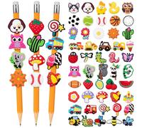 WDAHDHP Pencil Clip Topper, 50 Pcs Different Pencil Topper Decoration, Cute Pencil Charms for Kids Students School Gifts Classroom Rewards