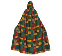 wdarff African Style Patchwork Print 190cm Hooded Carnival Themed Cloak Unisex Robe For Cosplay Celebrations Masquerade