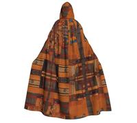 wdarff African Textile Patchwork Print 190cm Hooded Carnival Themed Cloak Unisex Robe For Cosplay Celebrations Masquerade