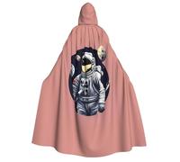 wdarff Astronaut On The Moon 1 Print 190cm Hooded Carnival Themed Cloak Unisex Robe For Cosplay Celebrations Masquerade