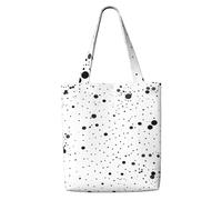 wdarff Black And White Dot Print Large Capacity Canvas Shoulder Bag Travel Everyday Shopping Weekend Getaways Tote