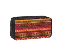 Wdarff Mexican Folk Art Boho Print Large-Capacity Pen Case Stationery Organizer Pouch Office Gifting Everyday Carry
