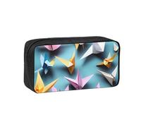 Wdarff Origami Paper Cranes Print Large-Capacity Pen Case Stationery Organizer Pouch Office Gifting Everyday Carry