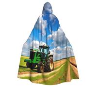 wdarff Tractor Under Blue Sky And White Clouds Print Unisex Hooded Cloak Carnival Cosplay Party Outdoor Festival Wear Cape Costume Robe