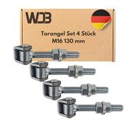 WDB - Galvanised Adjustable Gate Hinges - Heavy Duty - 4 Pack - M16 130mm