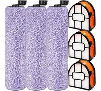 WDB1F2 Replacement Brushes & Filter Set for Shark WD101, WD201, WD100, WD200, AW - 3 Roller Brushes & 3 Foam Filters, Compatible with Shark HydroVac XL and Cordless Pro XL