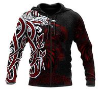 WDBAYXH Norse Mythology Celtic Dragon Sweatshirt, Viking 3D Tattoo All Over Printed Zip Hoodie, Fall Winter Fashion Unisex Long Sleeve Harajuku Streetwear Casual Pullover,Zip,4XL