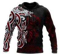 WDBAYXH Norse Mythology Celtic Dragon Sweatshirt, Viking 3D Tattoo All Over Printed Zip Hoodie, Fall Winter Fashion Unisex Long Sleeve Harajuku Streetwear Casual Pullover,Pullover,4XL