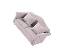 Wdbild 1/12 Scale Dollhouses Living Room Furniture Wood Sofa With Cushion Stripe Design For Craft Model Project Scene Display Dollhouses Miniature Couch